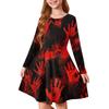 Girls' Summer Princess Dress Halloween Day- Long Sleeve A-Line T-Shirt Dress