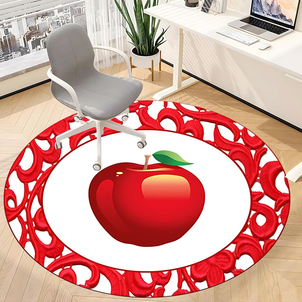 1pc Apple RedChair Carpet for Office, Indoor Non-Slip Washable Polyester Fiber Carpet, Mat For Office, Machine Washable