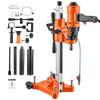 Diamond Core Drilling Machine, Max 200mm Drilling Capacity, 2-in-1 Handheld/Stand-Mount Dry and Wet Concrete Core Drill Rig with 4 Drill Bits