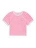[Matinkim] Circle Logo Ringer Crop Top In Pink