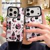 Phone Case: 2D Flat Design Suitable for iPhone 18, 17, 16, 15, 14, 13 Pro, Color Silver Protective Case, Couple Style, Pink and Black Sweet and Cool, 