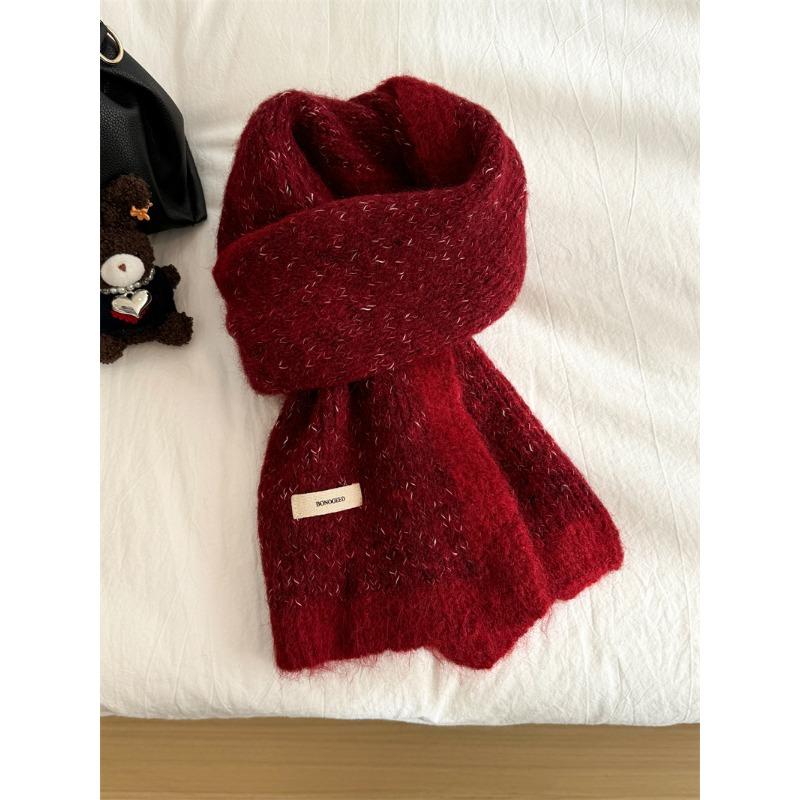 Colorblock Scarf for Women In Autumn and Winter New High End Warm Korean Style Versatile Knitted Hat Set Scarf