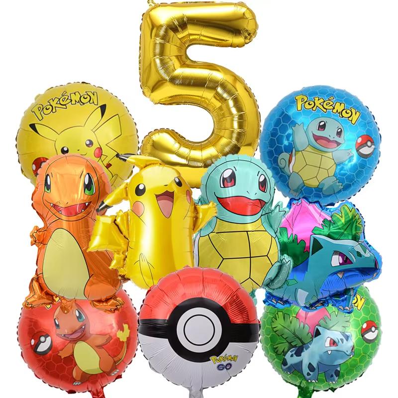 Balloon Monster Set Birthday Party Decoration Aluminum Film Balloon Vibrant Multi-Colored Balloon Pikachu Children'S Party Supplies
