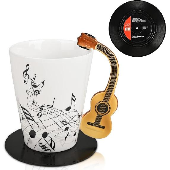Maustic Guitar Mug, Music Gifts for Men, Guitar Gifts for Guitar Players, Christmas Birthday Gifts for Music Lovers, Music Teacher Gifts, Ceramic Mug
