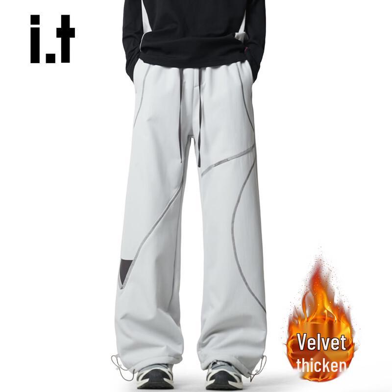 CHOCOOLATEit Men's Spliced Lined Straight-Leg Casual Pants