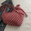 Printed Red Plaid Tote Bag Cloth Women's Handbag Fashion Heart Shoulder Bag  Female