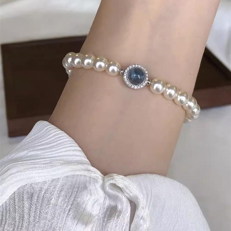 

Жемчужный браслет, новый легкий роскошный маленький публичный вид, изысканный жемчужный кошачий глаз, ручной бисер, темпераментный подарок Qixi для подруги