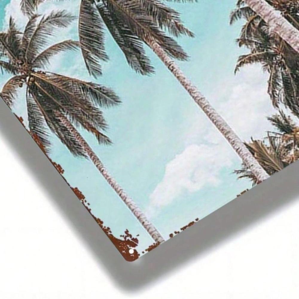 Vintage Tropical Palm Metal Sign Retro Home Garden Decor