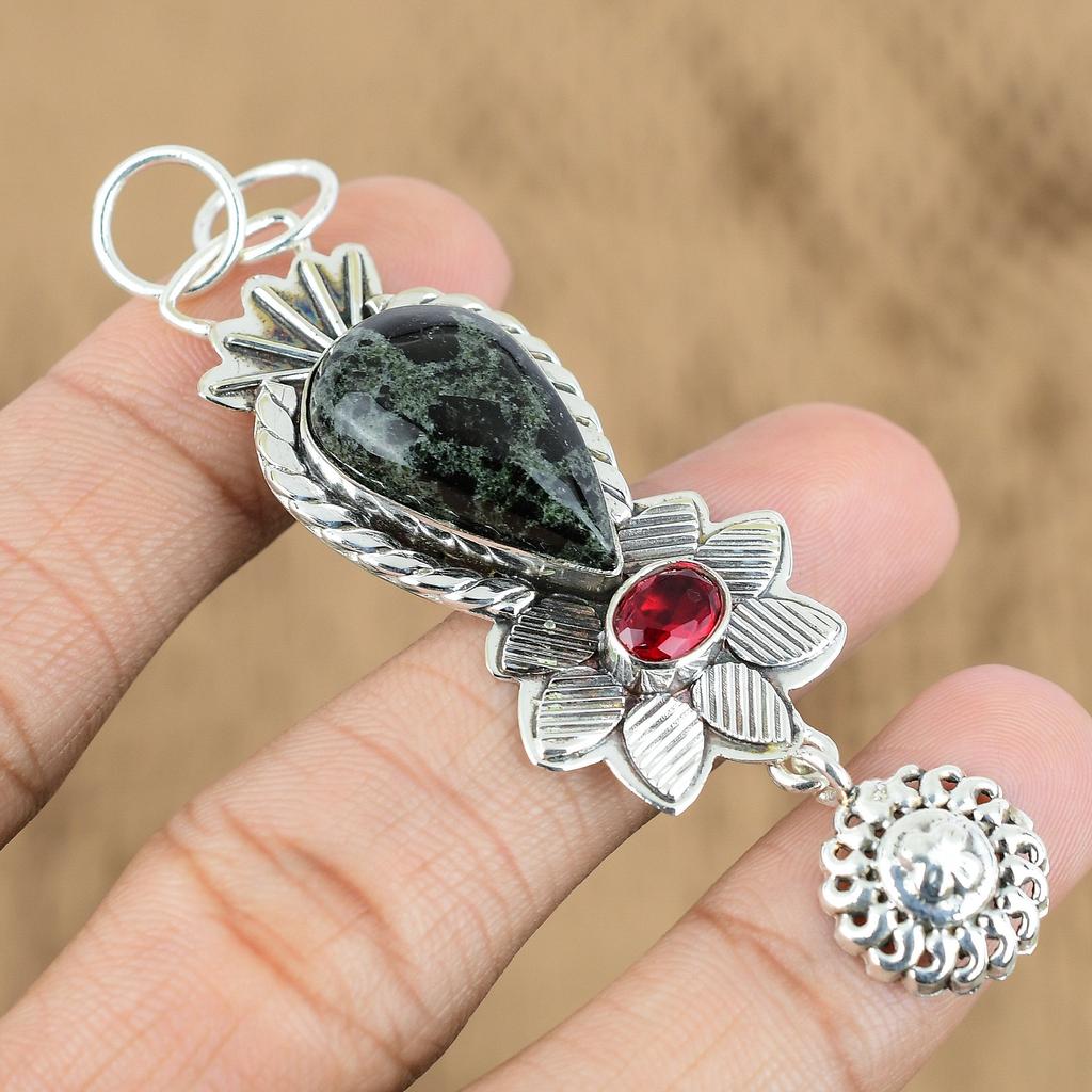 Gift For Women Pendant 925 Sterling Silver Natural Star Galaxy Jasper Gemstone