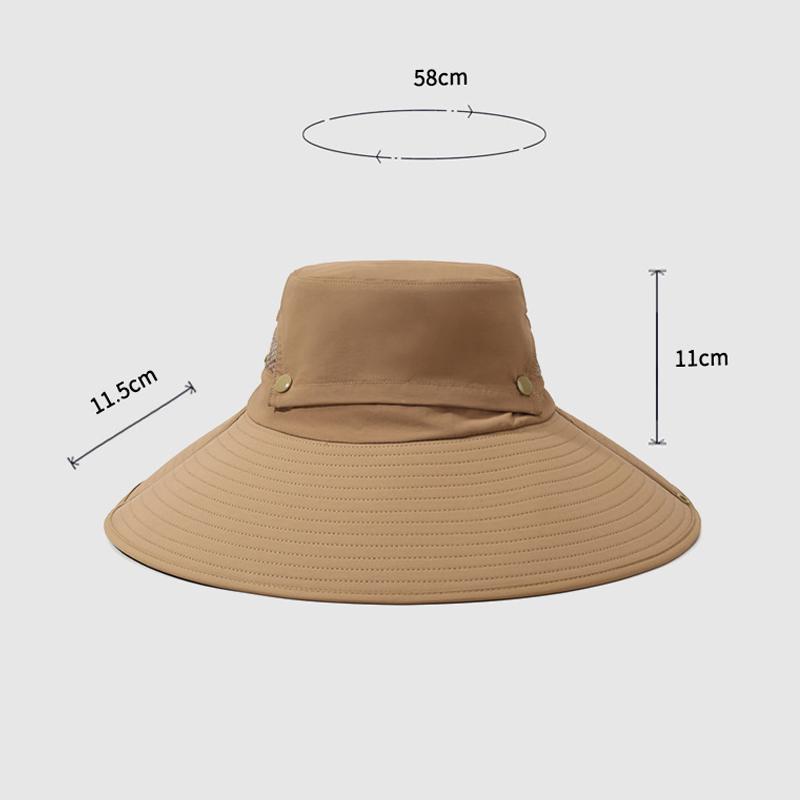 Men's Big Brim Sun Hat Top Detachable Fisherman's Hat Sunscreen Hat Solid Color Outdoor Mountaineering Fishing Hat