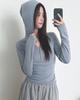MUAHMUAH Brush Stripe Long Sleeve Hoodie [Blue]