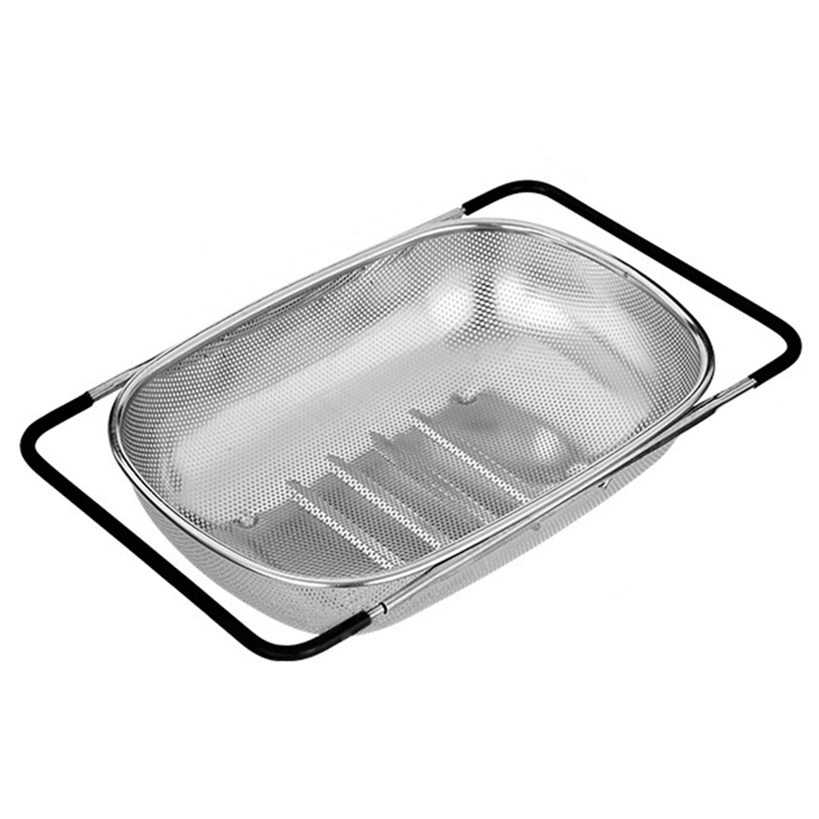 

Stainless Steel Sink Colander Expandable Kitchen Drain Basket For Vegetables Dishes Pasta Fruit Washing Strainer