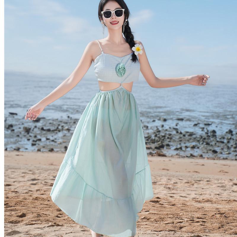 Bohemian Island Hot Spring Resort Women's Thai-Style Bikini with Versatile Long Skirt