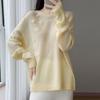 Women's Pure Wool Heavy Embroidery Knit Sweater - Autumn/Winter Loose Casual Round Neck Top