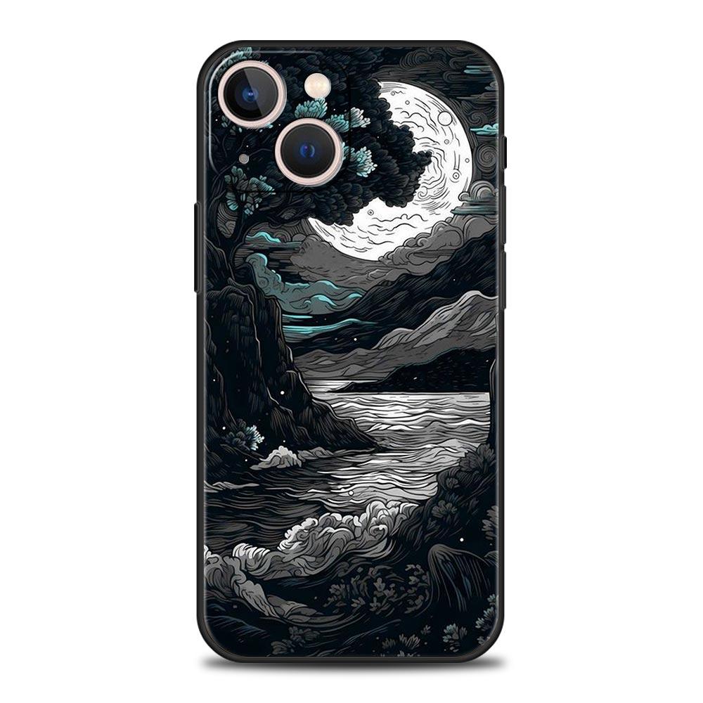 Landscape Art Phone Case For iPhone 16 13 15 14 12 11 Pro MAX XR X SE XS 7 8 Plus Soft TPU Shell Cover