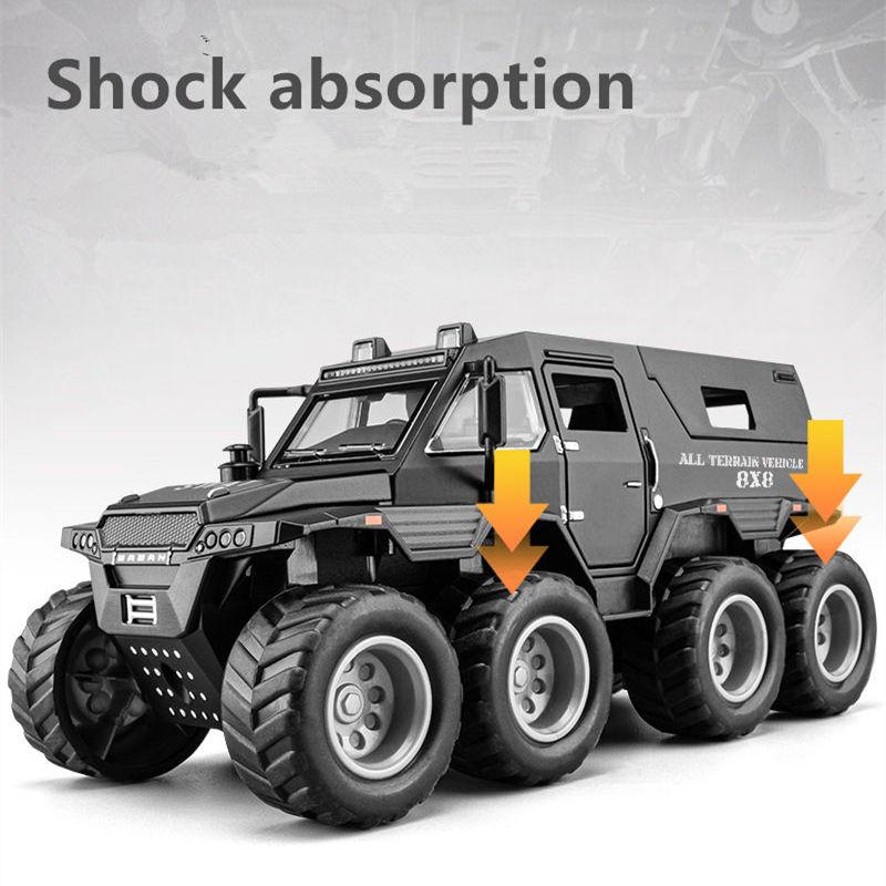 1/32 Siberia Conqueror Shaman 8*8 Tyre Alloy Car Model Diecast Metal Toy Police Off-road Vehicle Car Model Sound Light Kids Gift