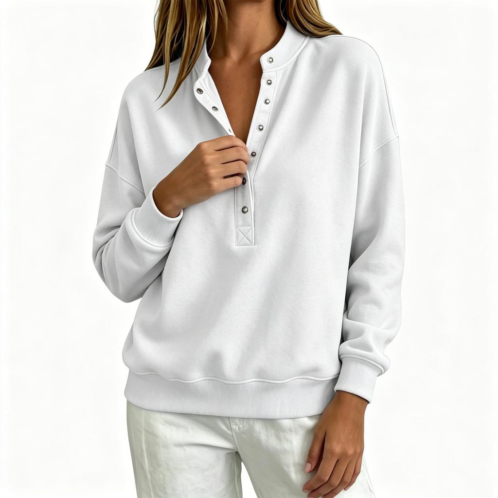 Women's Fashion Color Long Sleeve Loose Fit Sweatshirt for Casual Daily Wear
