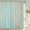 1Pcs Imitation Wood Grain Printed Fabric Waterproof Shower Curtain, Stripe Pattern Bathroom Decoration Curtain, With Hooks