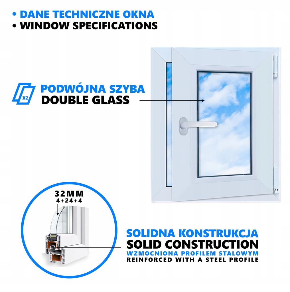 Fenster PVC Goldene Eiche 50X60 Rechts Neu 500X600 Mm Kipp-Dreh-Doppelverglasung