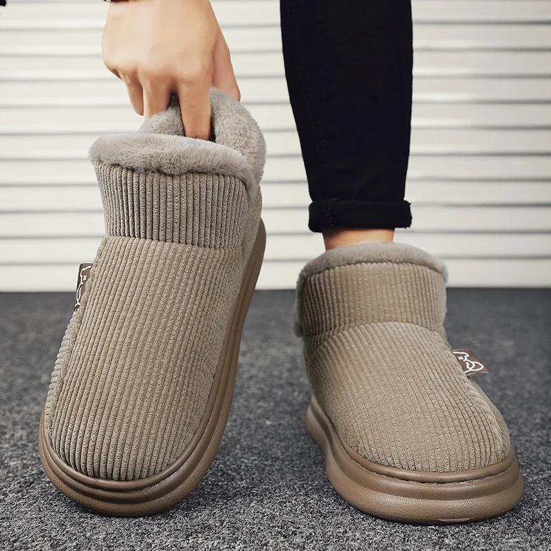 Shoes for Men Snow Loafers Warm Add Velvet Casual Shoes Ankle Boots Wear-resistant Non-Slip Ventilate Fabric Sports and Leisure