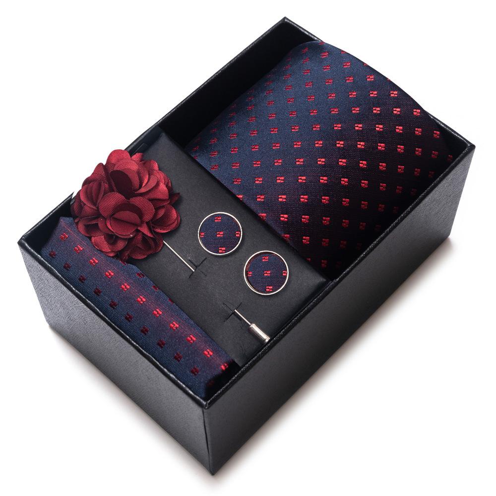 Tie Men'S Suit Accessories Cufflinks Square Scarf Corsage Tie Premium Suit Gift Box Packaging