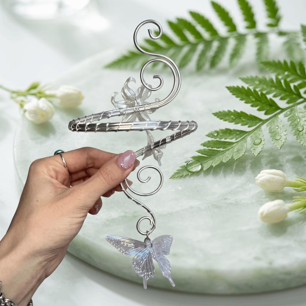 Hand Wire Wrap Iris Flower Bracelet Hollow Out Open Arm Bangle Upper Arm Cuff Vacation Style