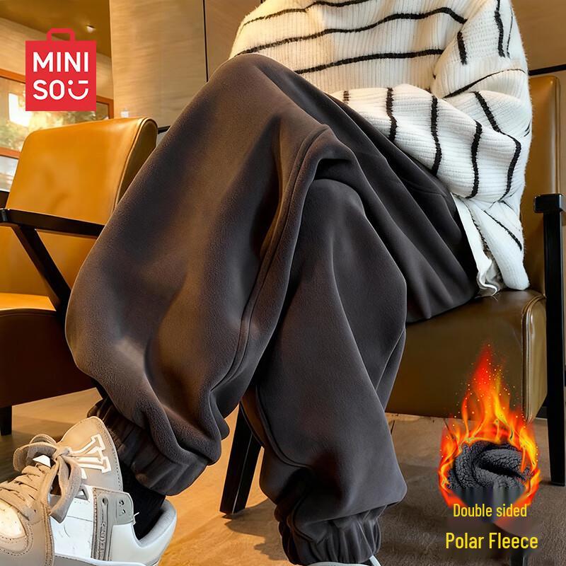 

MINISO Men s Double-Sided Fleece Lined Casual Pants 3XL