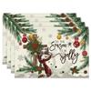 4PCS Christmas Placemats 30x45cm Linen Christmas Trees Snowflake Gnome Print Table Mats 2025 Xmas Table Pads For Home Hotel