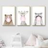 Decorative Painting Animal Bear Deer Blowing Balloon Nordic Animal Blowing Bubble Hanging Painting Wall Picture for Living Room