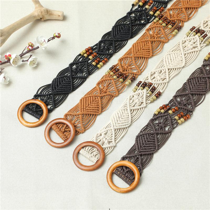 Ethnic Style Knitting Belt Chinese Knot Girls' Belt Fashion Creative Handmade DIY Skirt Belt