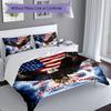 3PC Custom Name Eagle Freedom Bedding Set Printed Bedding Set Duvet Cover Closure Includes 1 Duvet Cover & 2 Pillowcases for All Seasons Bedroom