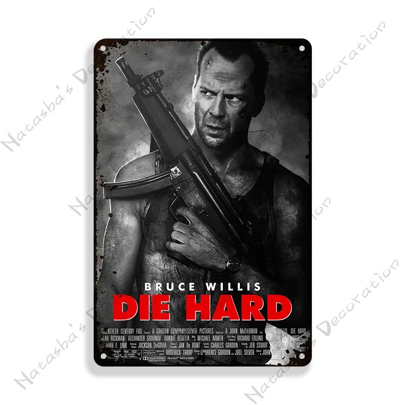 American Movie Die Hard Metal Signs Retro Metal Tin Sign Garage Man Cave Wall Decor Retro Metal Signs Vintage Industrial Decor