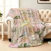 VIKAMA Floral Flannel Blanket for Bedroom Dormitory Nap Sofa Throw Blanket Air Conditioner Camping Travel Blanket Home Decor