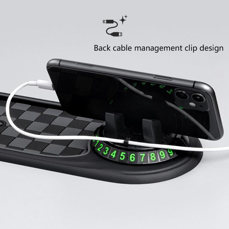 360 Degree Adjustable Car Phone Mount with AntiSlip Dashboards Holder Integrated Parking Number Sign for Mobile Device