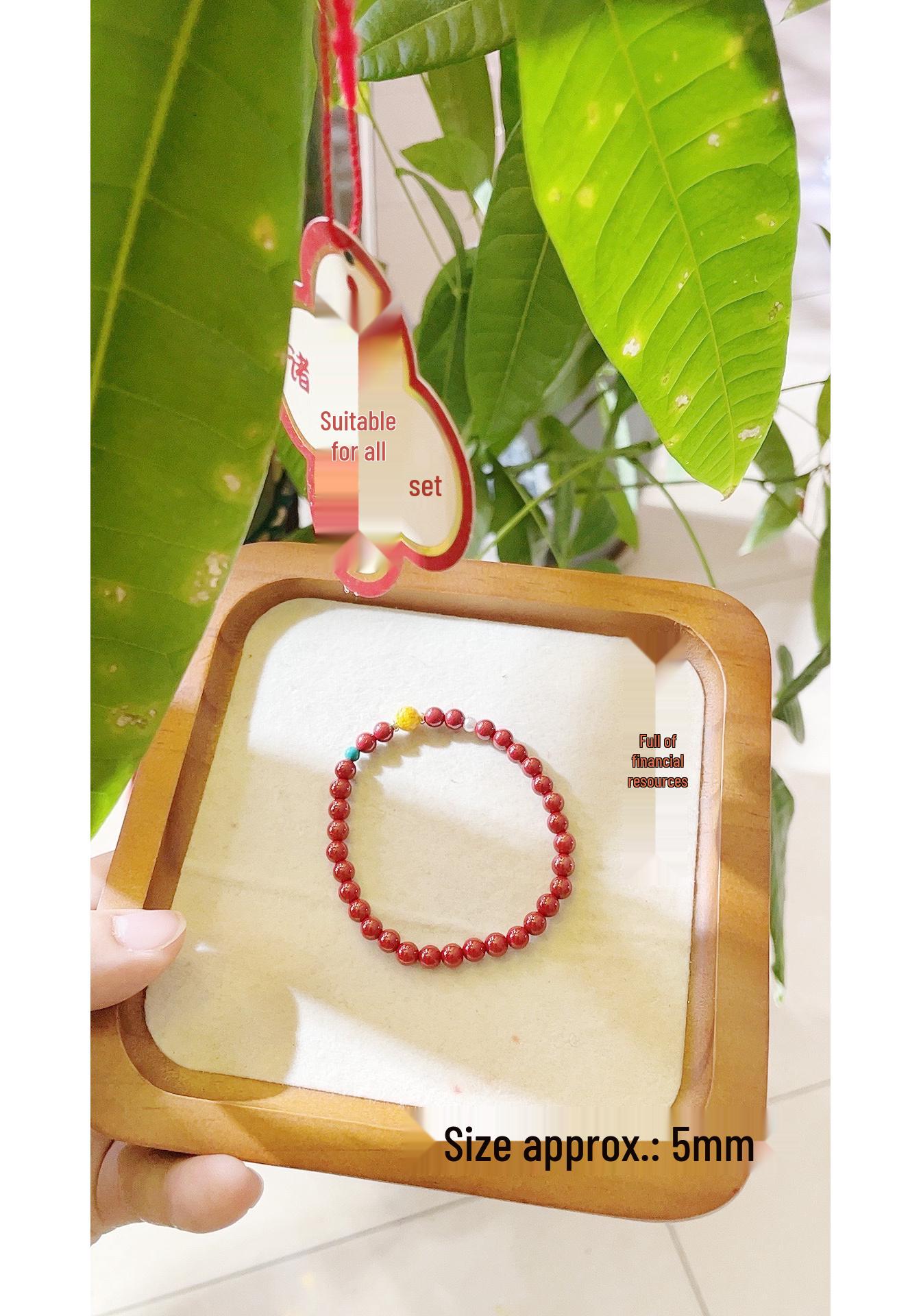 Authentic Cinnabar Bracelet: Original Women s Design with Imperial Sand, Year of the Snake Edition, 5m 5mm High Content Cinnabar (Approx. 75%-80%)