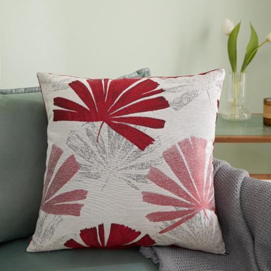 Same Style Jacquard High-precision Bedside Cushion Soft Package Geometric Leaf Square Cushion Leather Pillowcase Pastoral Style