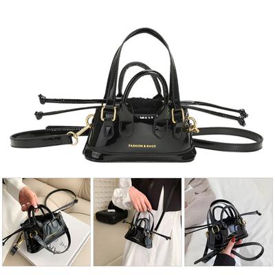 Women Mini Crossbody Bag Handbag Purse with Adjustable Strap and Top Handles Mini Patent Leather Shoulder Bag Clutch Bag