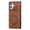 For Samsung Galaxy S24 Ultra Case Card Holder Kickstand Leather+TPU Phone Cover with Ring Holder