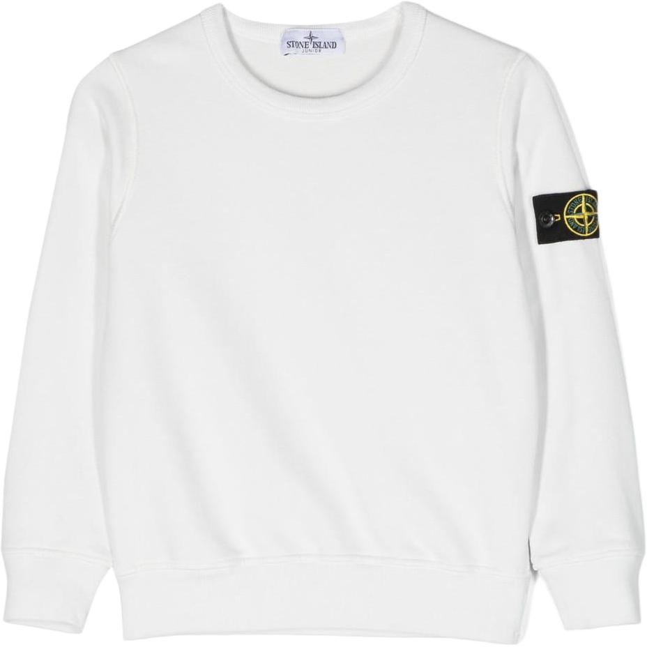 STONE ISLAND Sweatshirt Logo Patch Crew Neck Loose Fit Long Sleeve Kids Tops Ivory 791661320-V0093