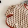 Korean Style Striped T-shirt for Girls - Trendy Spring Layered Color Block Design