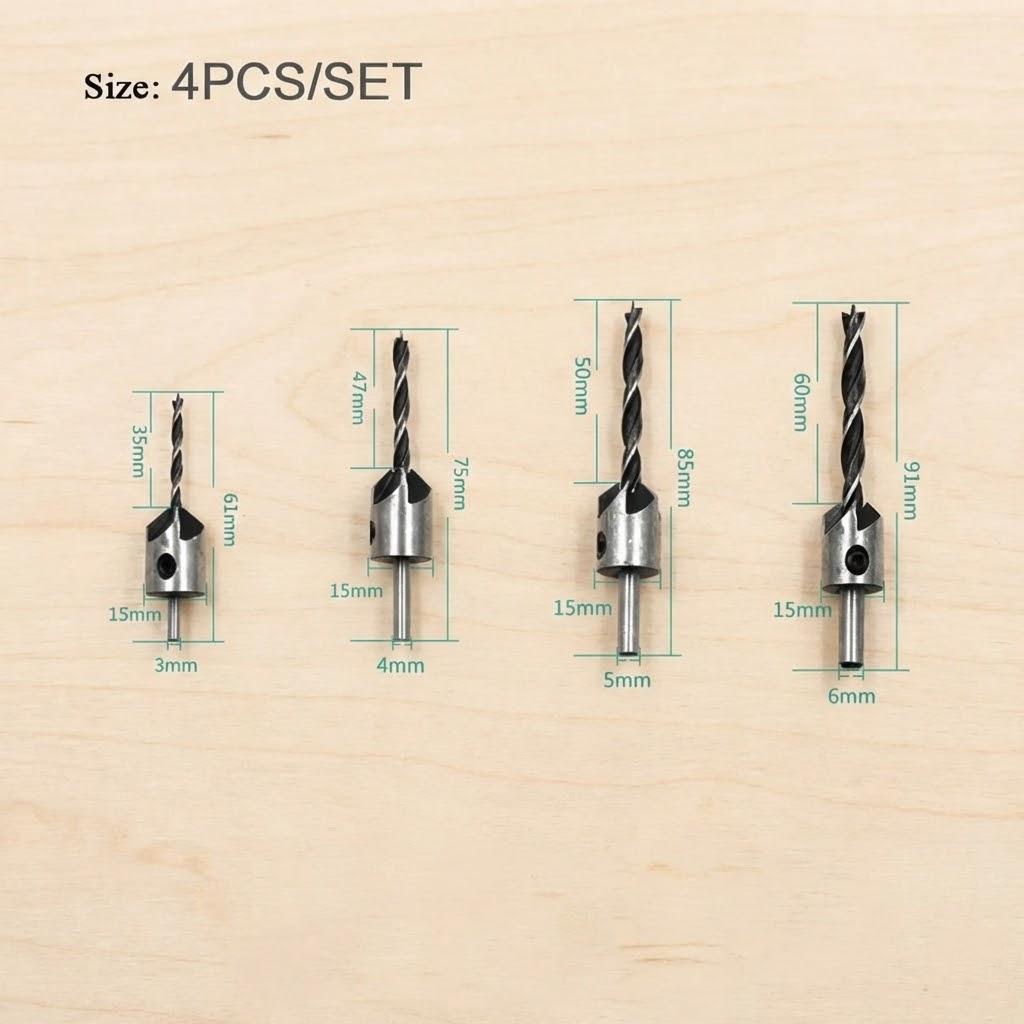 4Pcs 7Pcs High Speed Steel Woodworking Chamfering Hole Enlarging Countersunk Drill Bit Set