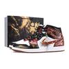 Air Jordan 1 Fire Qilin Abrasion Resistant Abrasion Resistant Mid Top Vintage Basketball Shoes Unisex Black Red HF3216-102(Team626-)