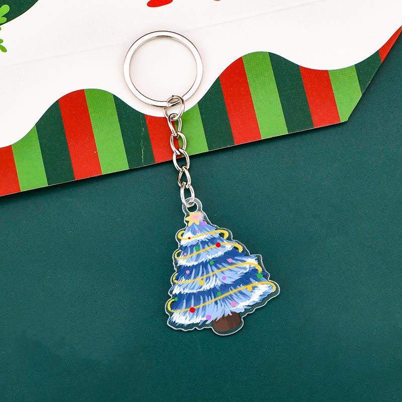 Acrylic Christmas Tree Keychain Charm Student Bag Handbag Decoration Christmas Key Chain Hanging Pendant Xmas New Years Gift 2D