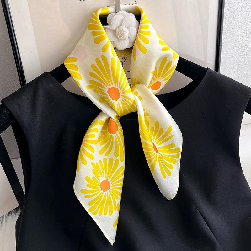 100% Pure Silk Scarf Women Neck Square Headband Scarves Bandana  Fashion Hijab Poncho Scarves Pashmina  Female Foulard 53cm