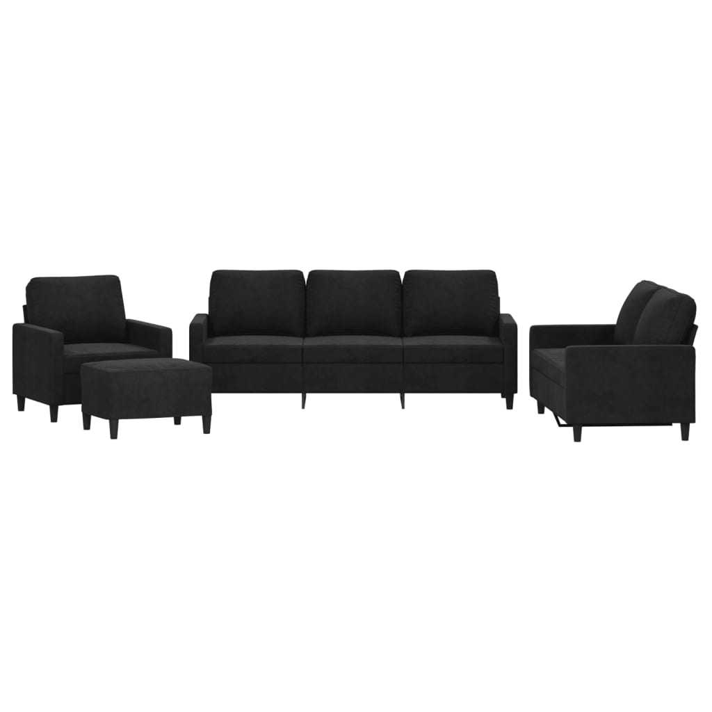 Vidaxl 4-Cz. Relaxation Set With Cushions, Black, Velvet