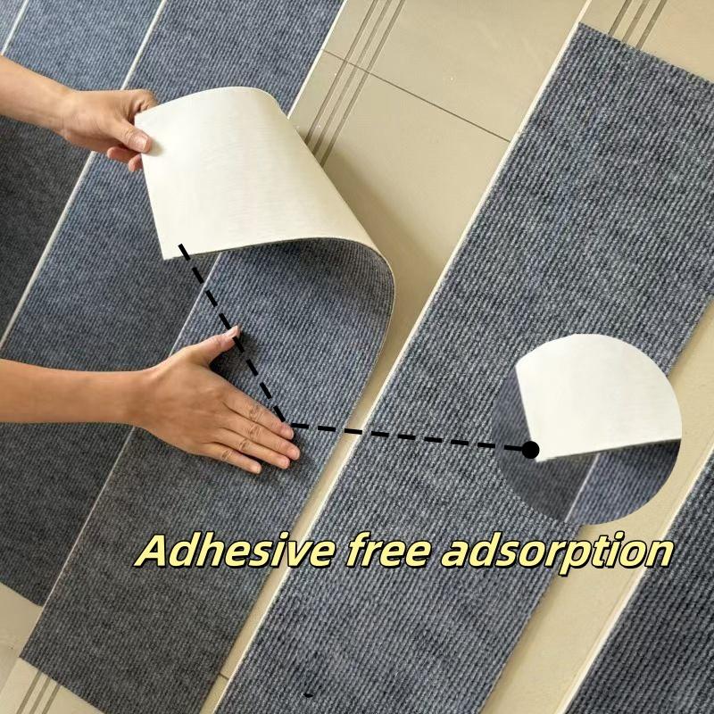 1Pc 80cm/31.49in Stair Tread Carpet Mats Self Adhesive Non-Slip Water Absorption Stair Mat Step Rugs Safety Mute Floor Mats Pad