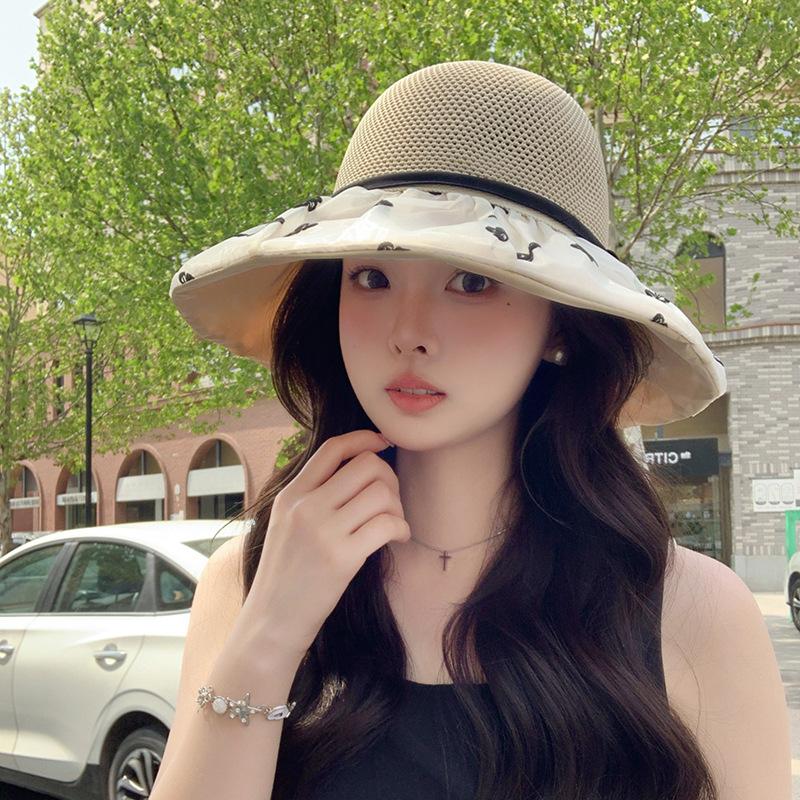 Straw Bow Fisherman's Hat Children Spring and Summer Big Brim Face Covering Sun Protection Hat Seaside Vacation Beach Hat