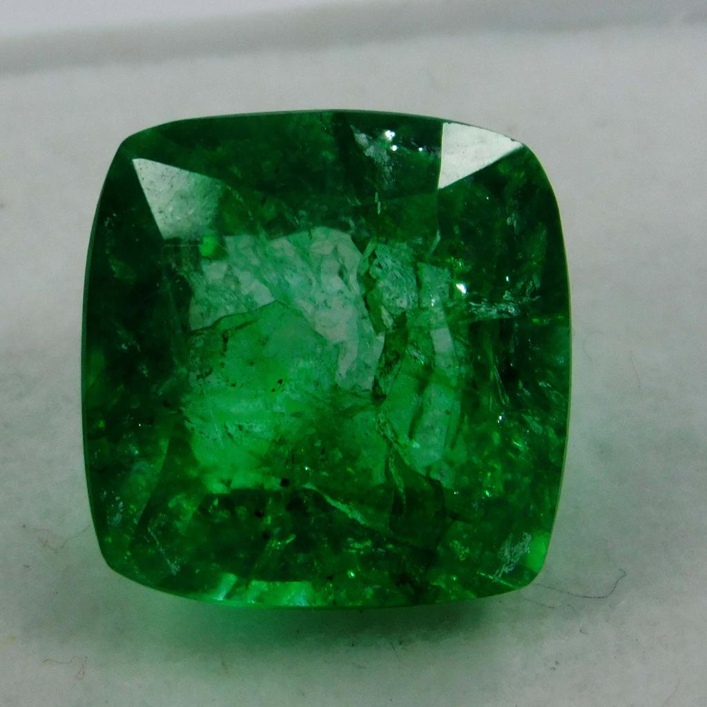 7 Ct Natural CERTIFIED Emerald Square Cushion Cut Green Colombian Loose Gemstone A-5895