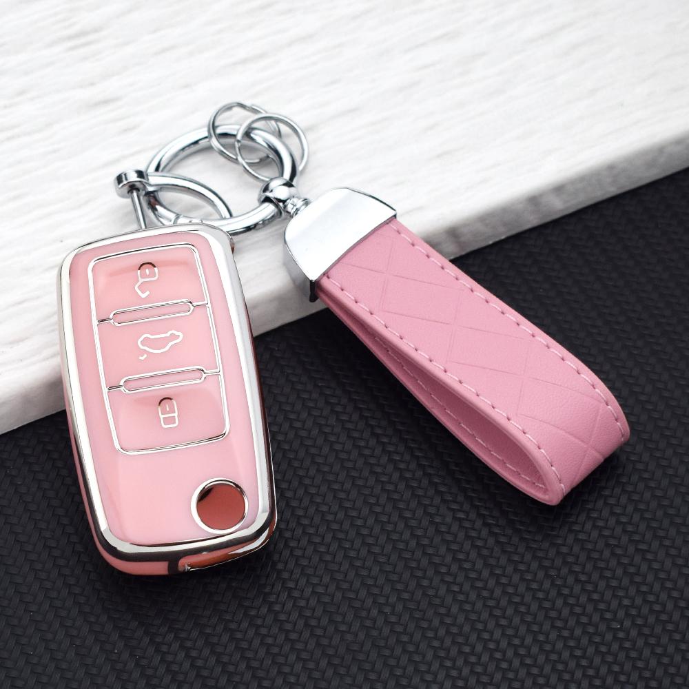 Tpu Car Key Case For Volkswagen Vw Polo Golf Passat Tiguan Beetle Caddy 2/3 Buttons Key Cover For Skoda Octavia Seat Leon Altea