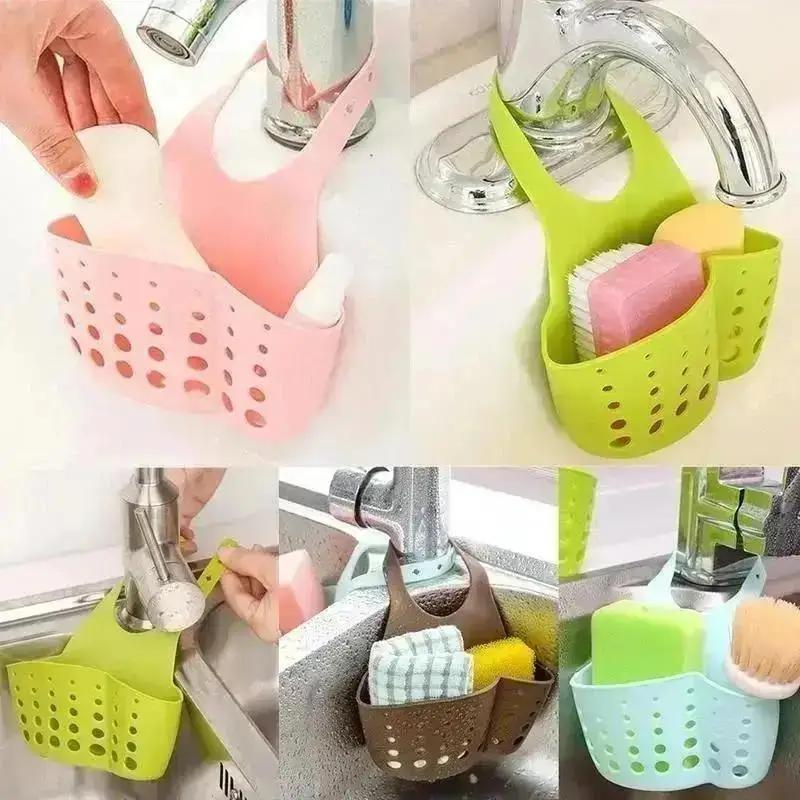 1 Pcs New Household Kitchen Simple Drain Rack Bathroom Sink Adjustable Basket Silicone Soap Sponge Storage Rack Kitchen Tools